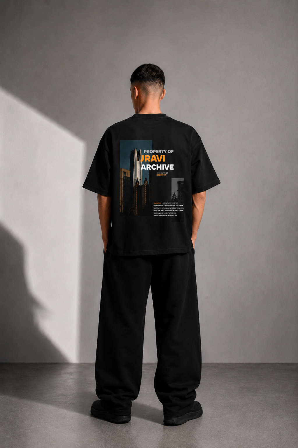 JRAVI VINTAGE HEAVY DROP TEE - BLACK