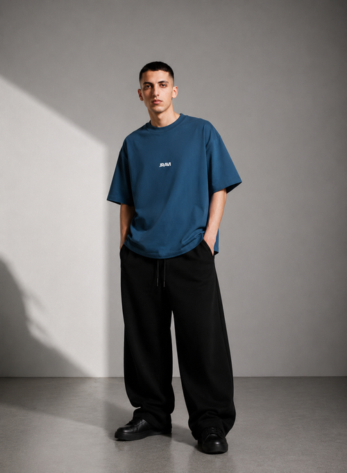 JRAVI MINIMAL HEAVY DROP TEE - PETROL